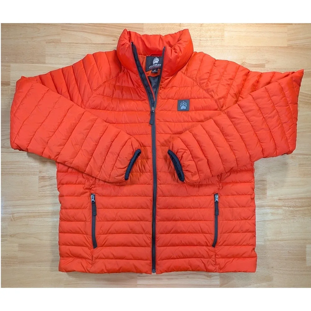 Alaskan Hardgear Duluth Trading Co Mens XL Orange Quilted Puffer Jacket Full Zip